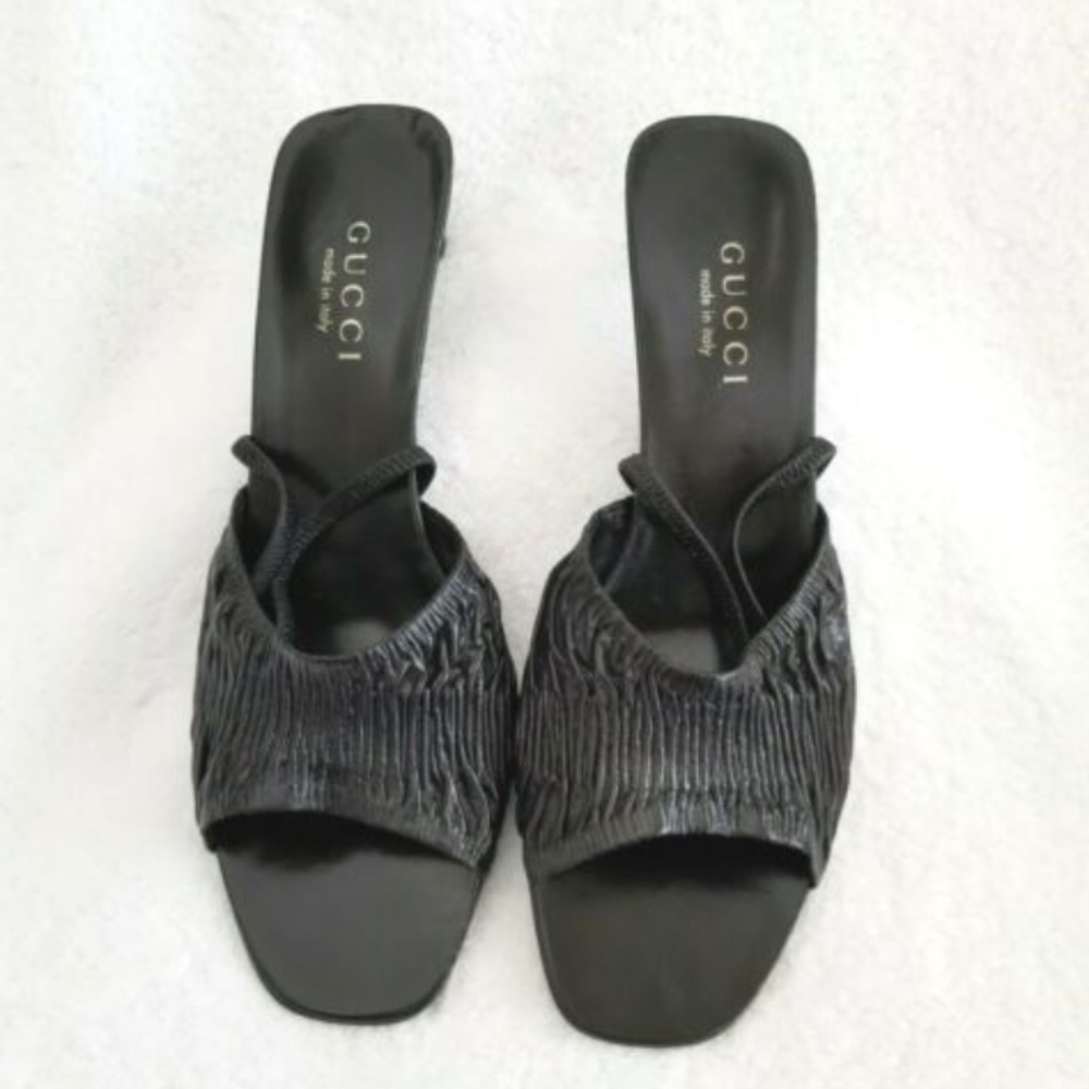 New Vintage 90s Gucci Black Mule Slingback 9.5B, M